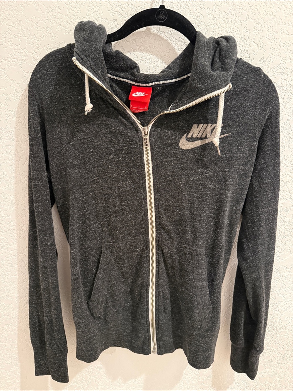 Nike Charcoal Gray Full-Zip Women's Hoodie with Logo